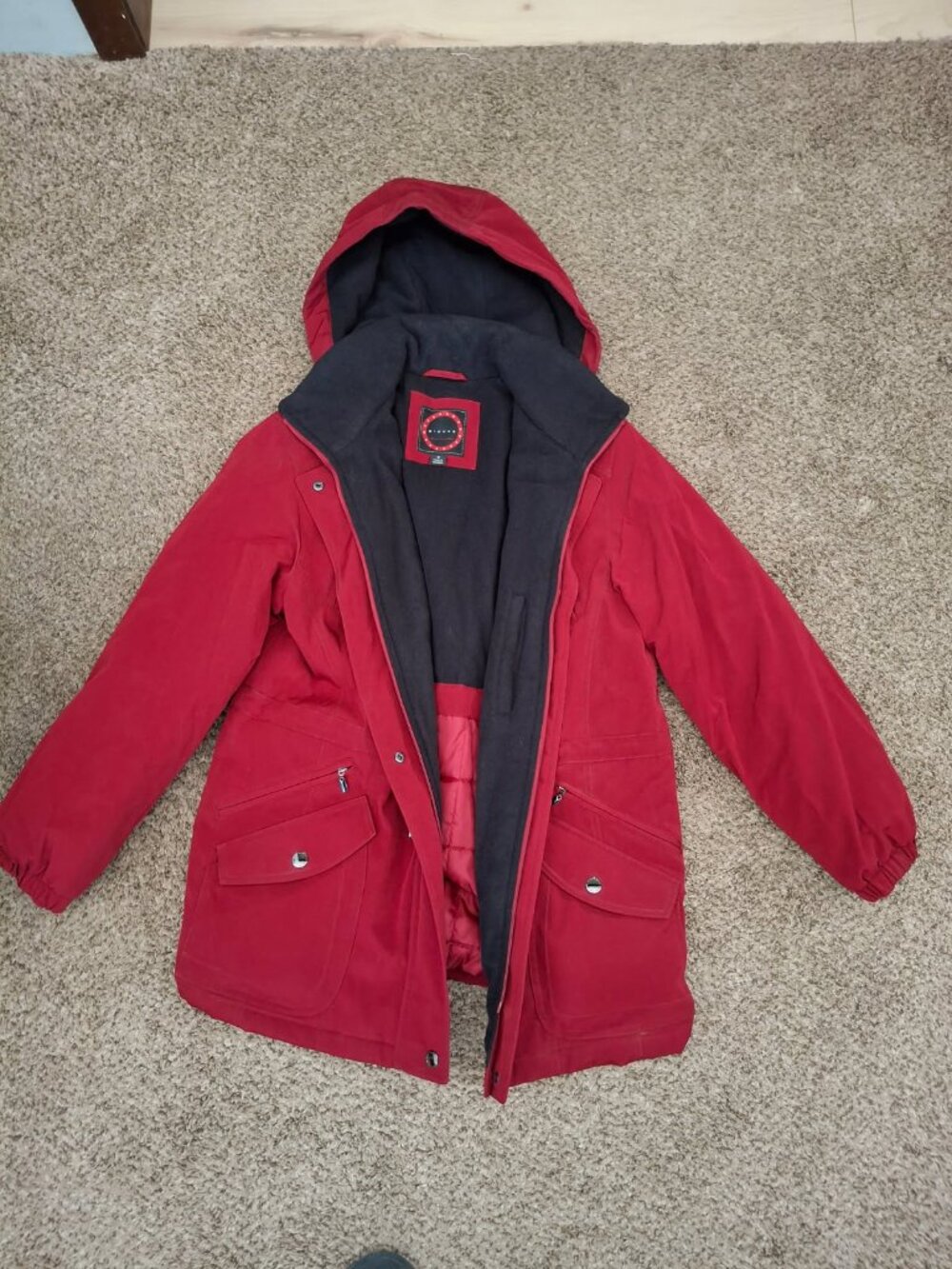 Heavy small Giacca hooded red coat